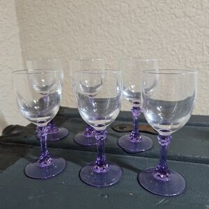 Vintage D'Arques Lilas Claret Liqueur Glasses Sey Of 6 Crystal Purple